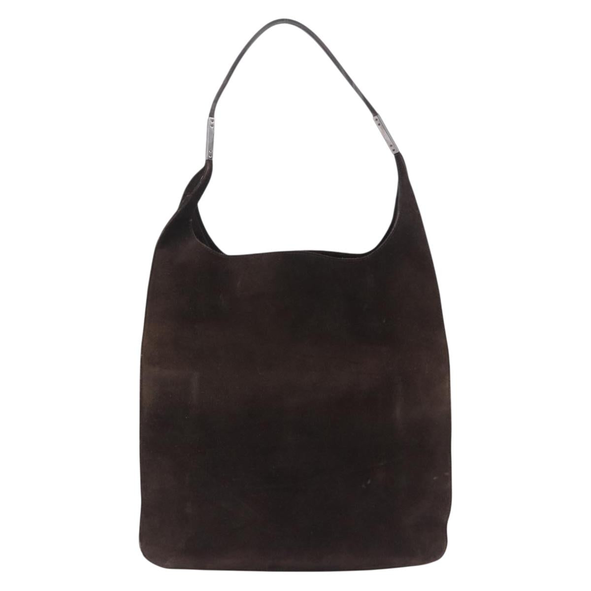GUCCI Shoulder Bag Suede Brown Silver 001 3191 1705 Auth ka5965