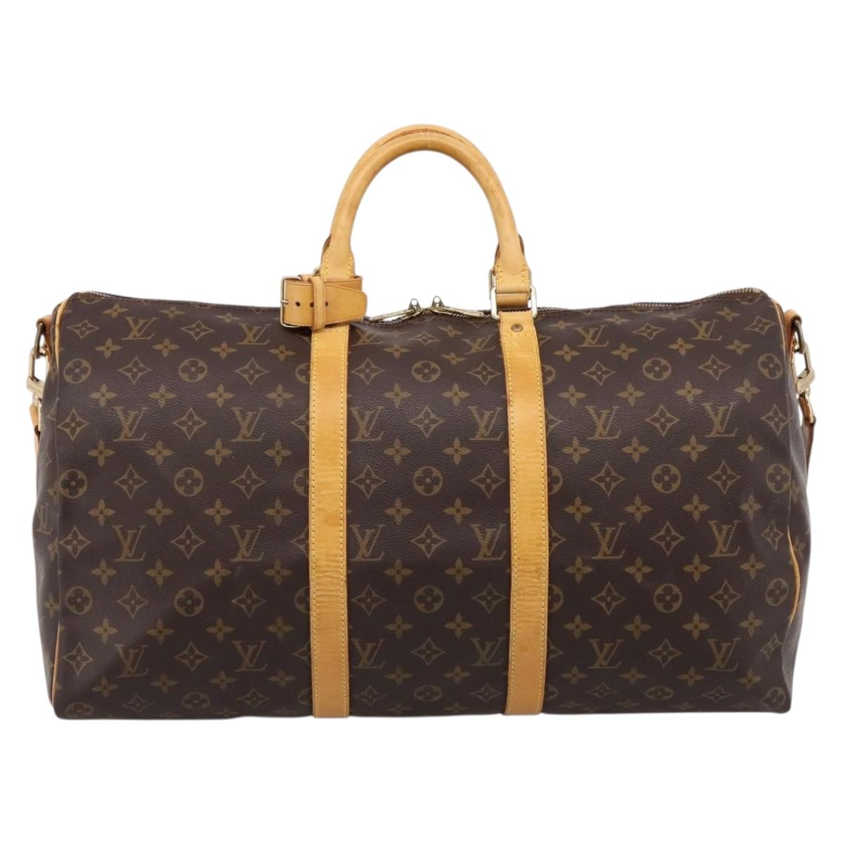 LOUIS VUITTON Monogram Keepall Bandouliere 50 Boston Bag M41416 LV Auth ka5966