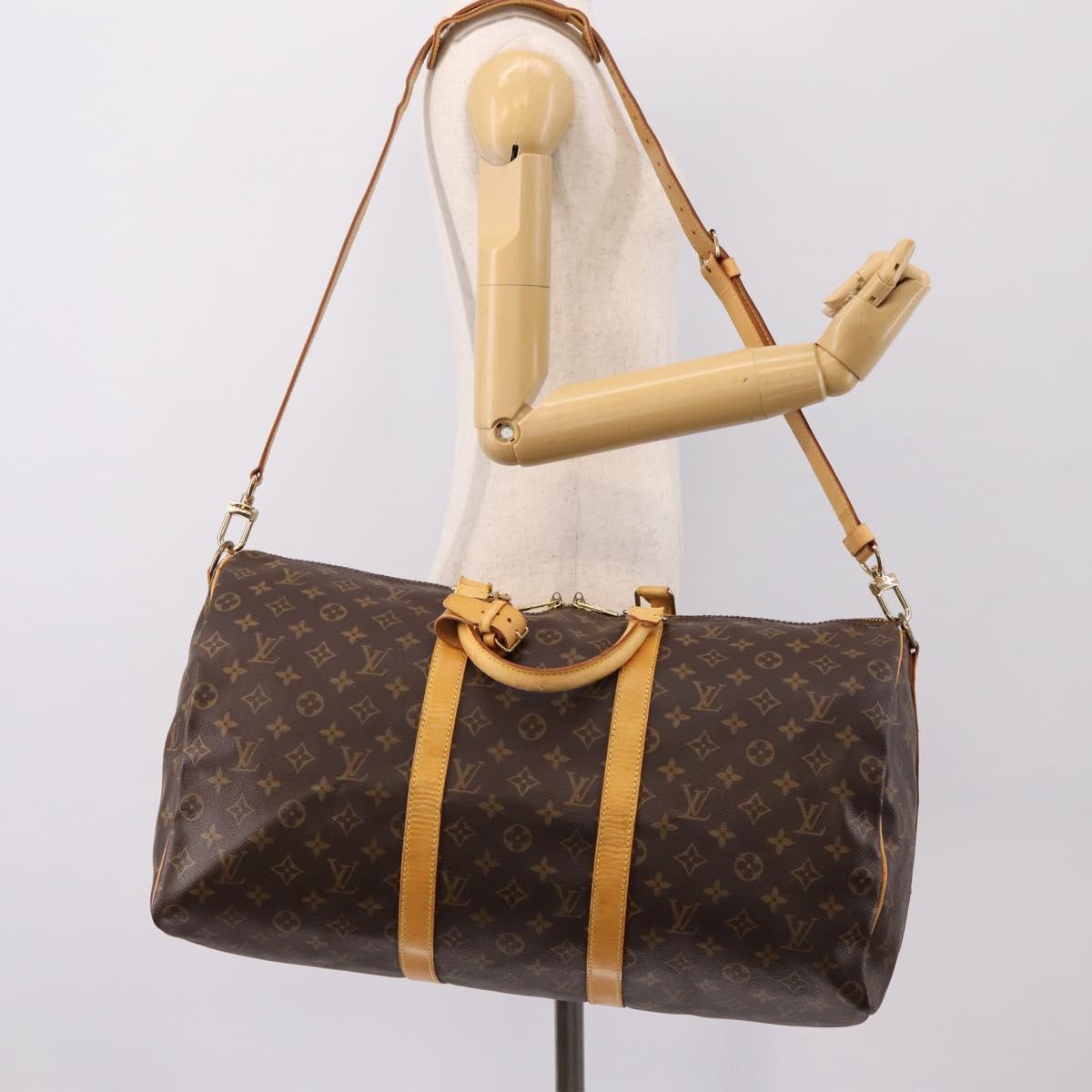 LOUIS VUITTON Monogram Keepall Bandouliere 50 Boston Bag M41416 LV Auth ka5966