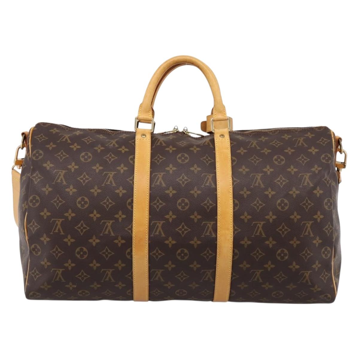 LOUIS VUITTON Monogram Keepall Bandouliere 50 Boston Bag M41416 LV Auth ka5966