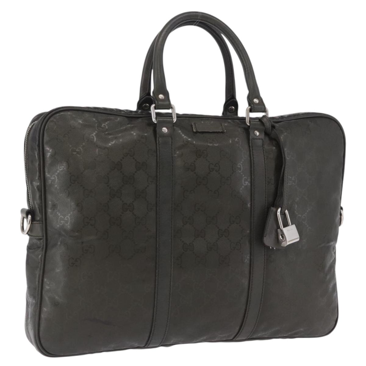 GUCCI GG Implementation Business Bag PVC Green Silver 201480 Auth ka5968