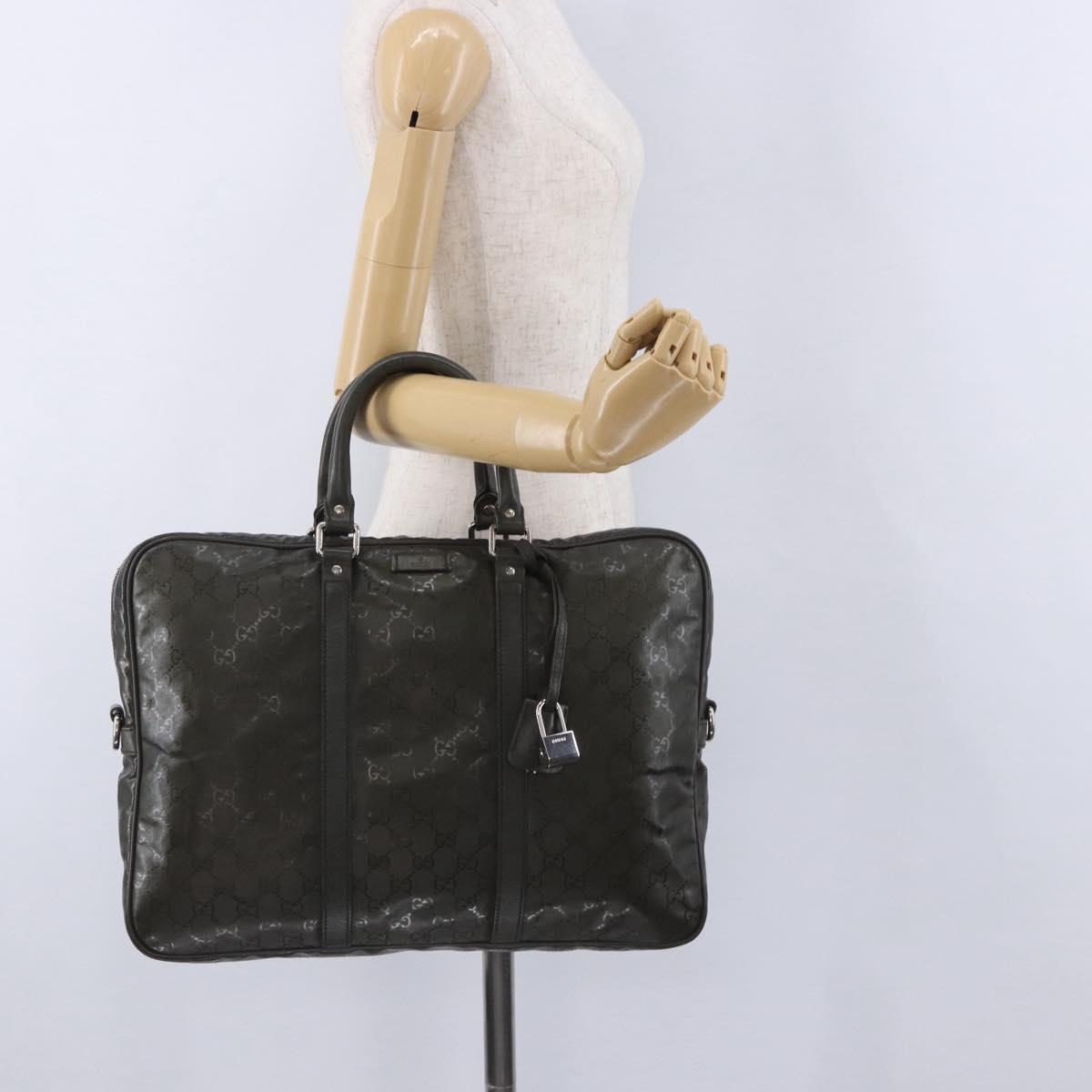 GUCCI GG Implementation Business Bag PVC Green Silver 201480 Auth ka5968