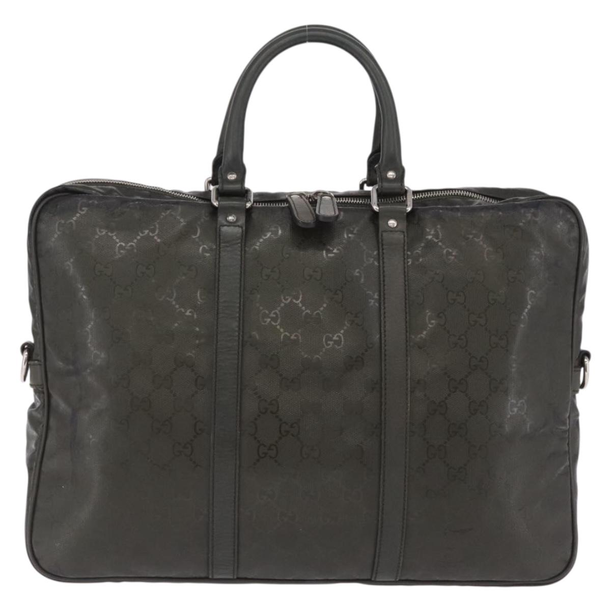 GUCCI GG Implementation Business Bag PVC Green Silver 201480 Auth ka5968