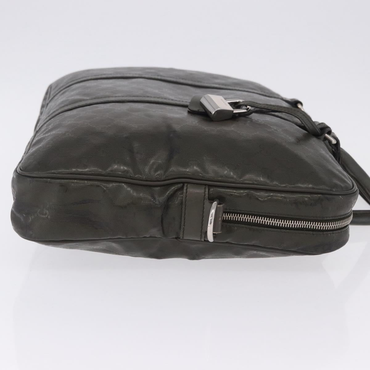 GUCCI GG Implementation Business Bag PVC Green Silver 201480 Auth ka5968
