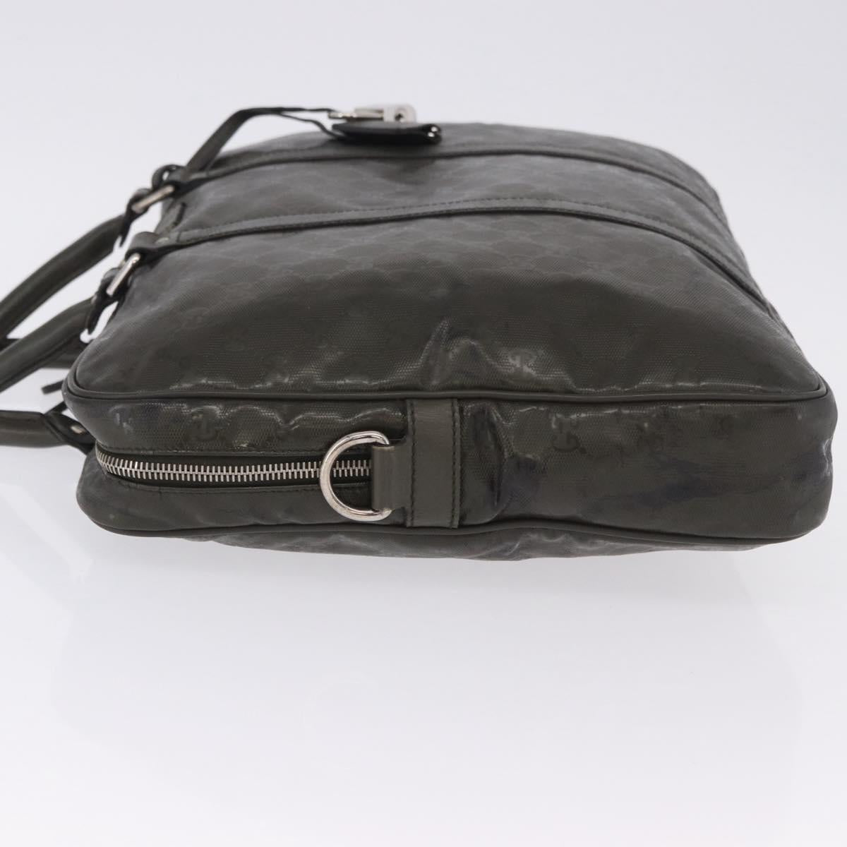 GUCCI GG Implementation Business Bag PVC Green Silver 201480 Auth ka5968