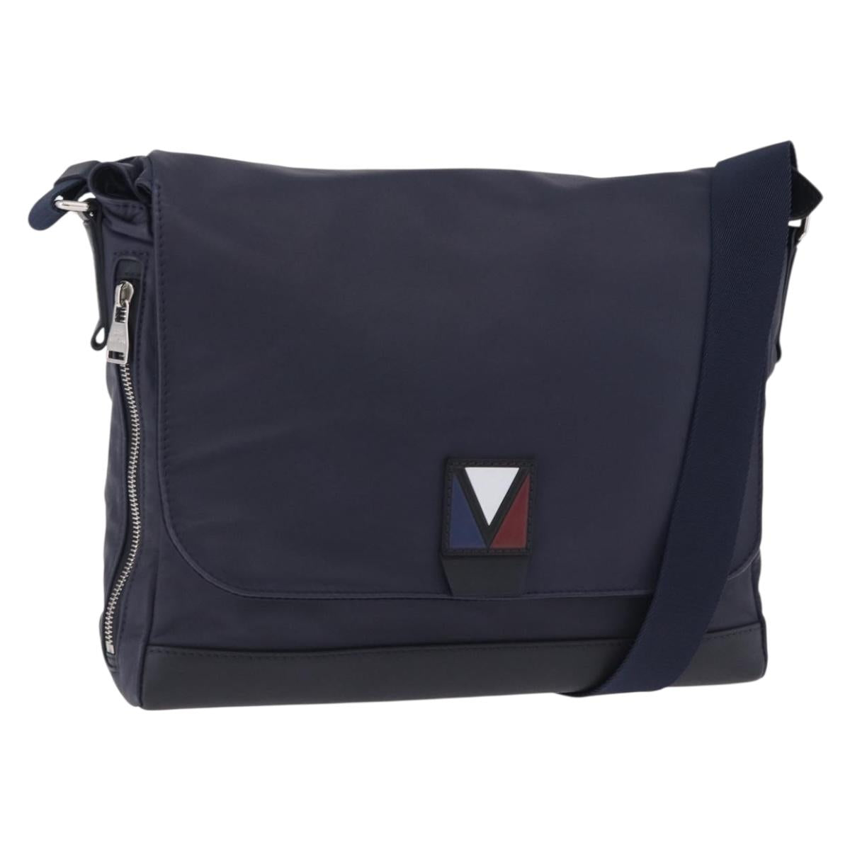 LOUIS VUITTON LV Cup V Line Cross Bag Leather Navy Silver M50443 LV Auth ka5969A