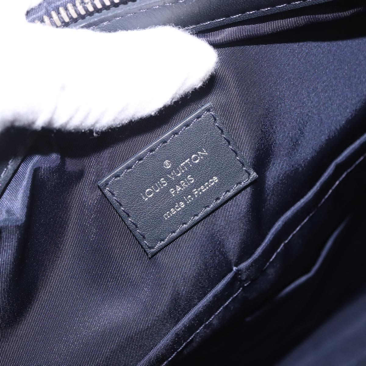 LOUIS VUITTON LV Cup V Line Cross Bag Leather Navy Silver M50443 LV Auth ka5969A