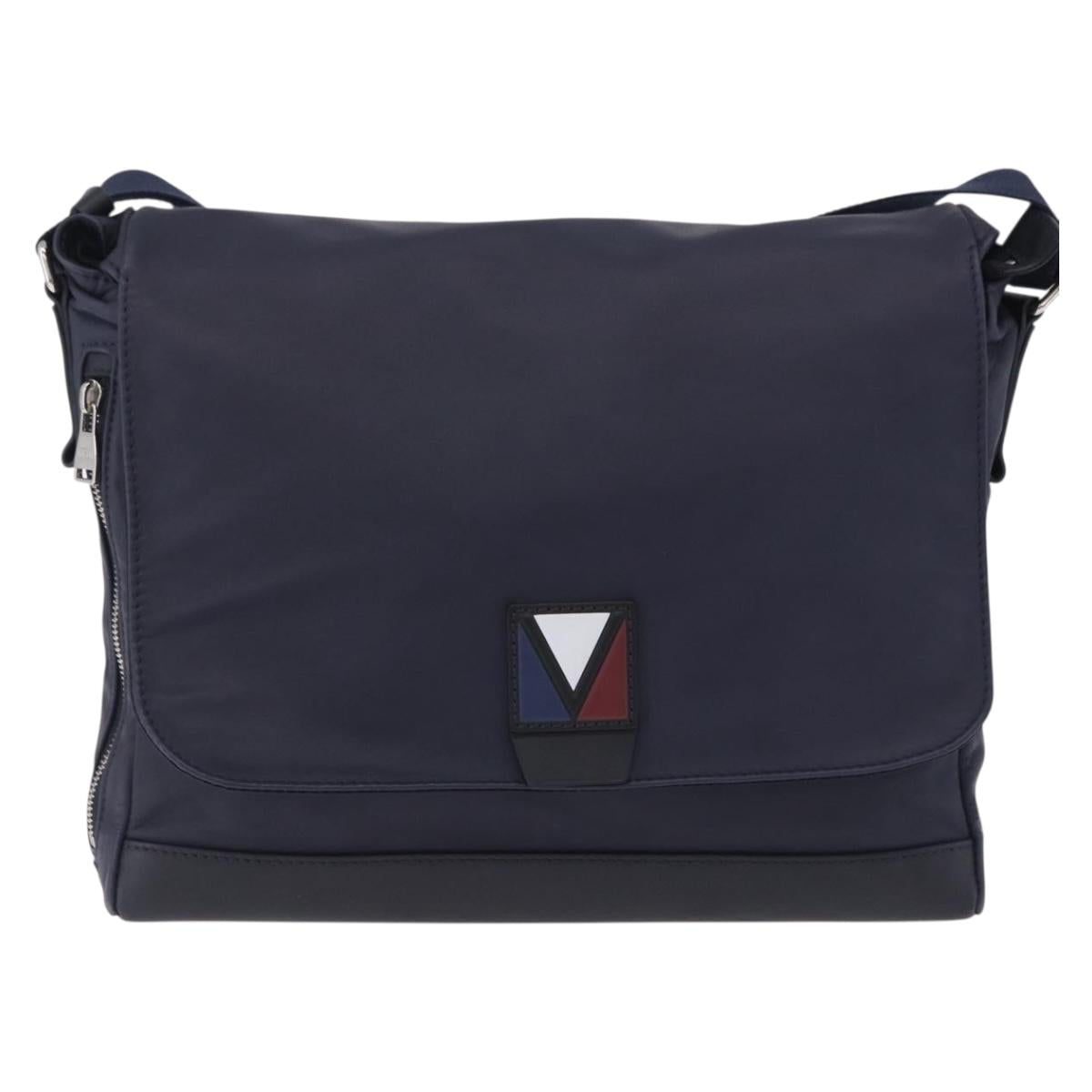LOUIS VUITTON LV Cup V Line Cross Bag Leather Navy Silver M50443 LV Auth ka5969A