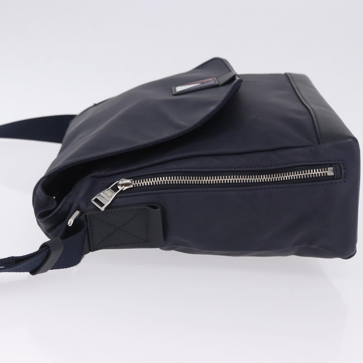 LOUIS VUITTON LV Cup V Line Cross Bag Leather Navy Silver M50443 LV Auth ka5969A