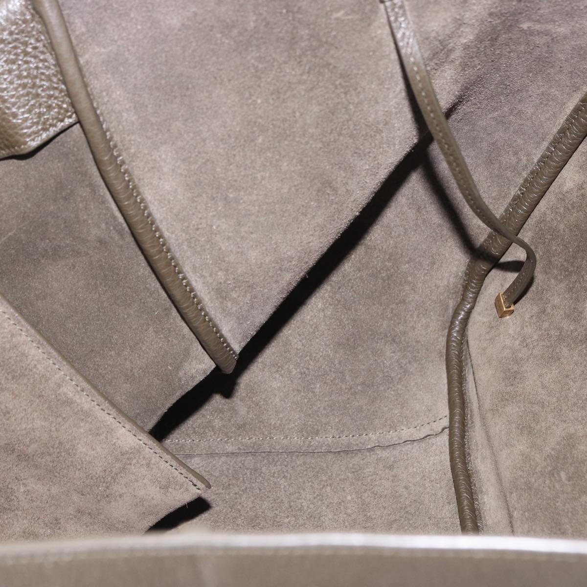 SAINT LAURENT LE 5 `A 7 BEA Tote Bag Leather Khaki Gold Auth ka5971SAM
