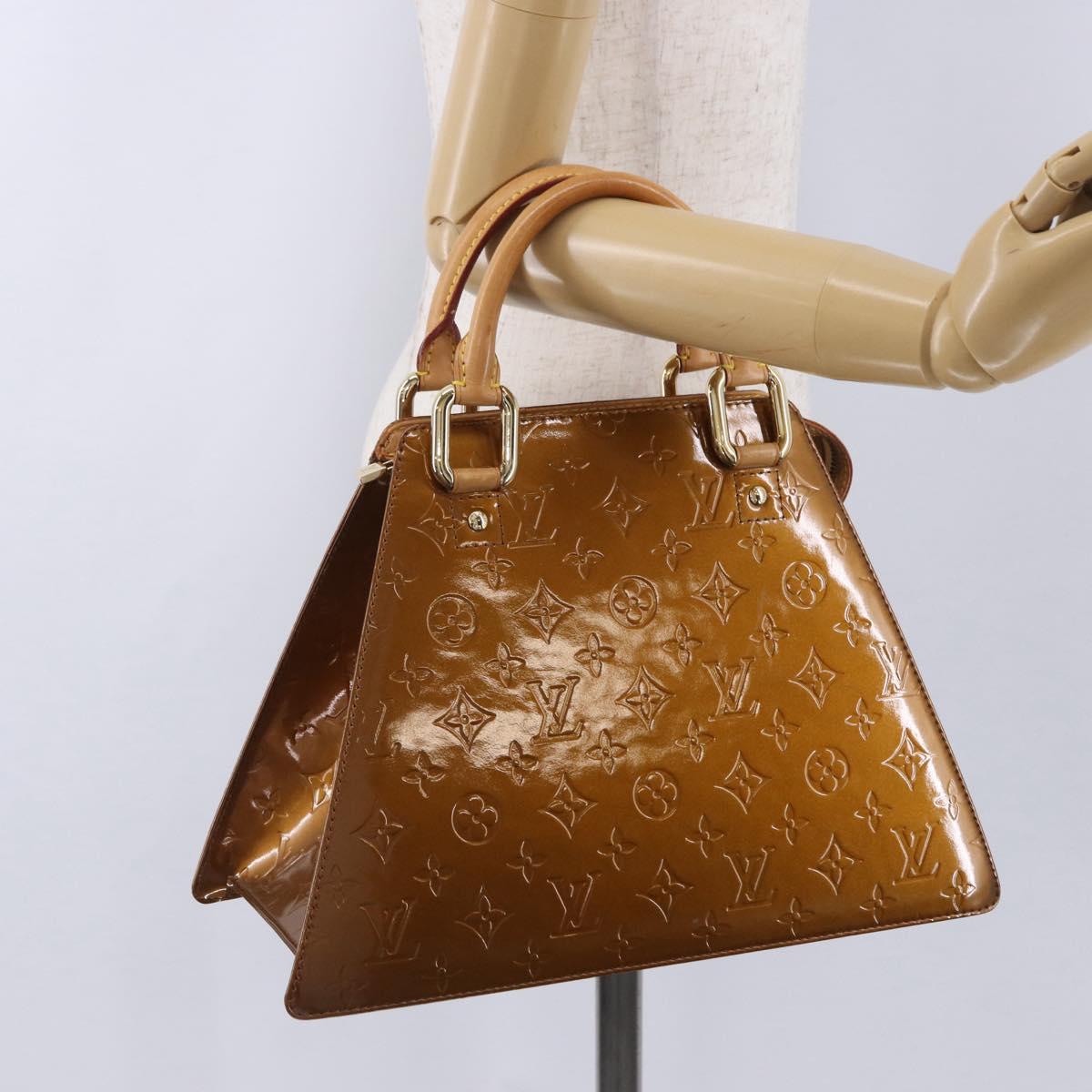 LOUIS VUITTON Monogram Vernis Mini Forsythe Hand Bag Bronze M91120 Auth ka5972