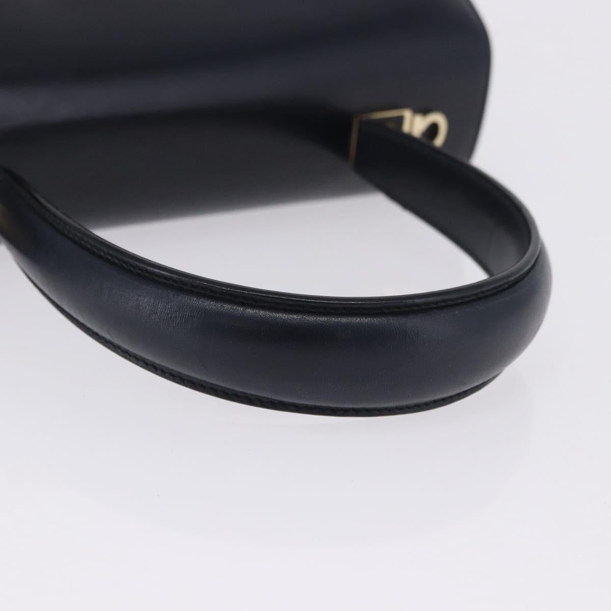 Salvatore Ferragamo Gancini Hand Bag Leather Navy Gold Auth ka5976