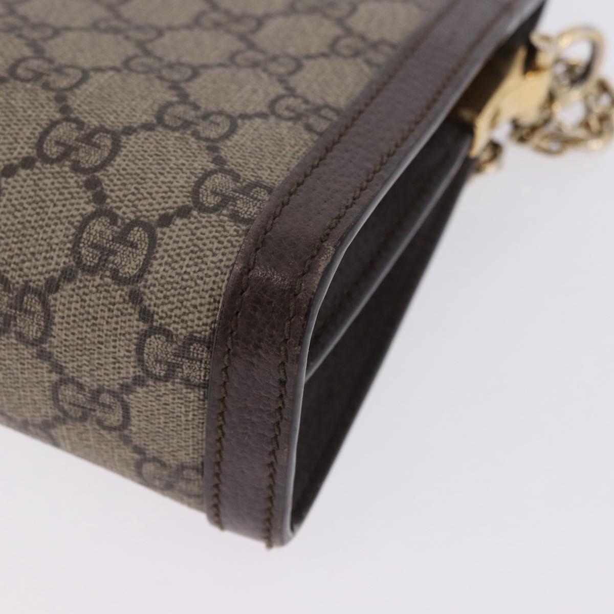 GUCCI GG Supreme Chain Web Sherry Line Bag PVC Beige Gold 503877 Auth ka5977V