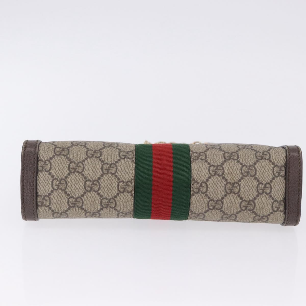 GUCCI GG Supreme Chain Web Sherry Line Bag PVC Beige Gold 503877 Auth ka5977V