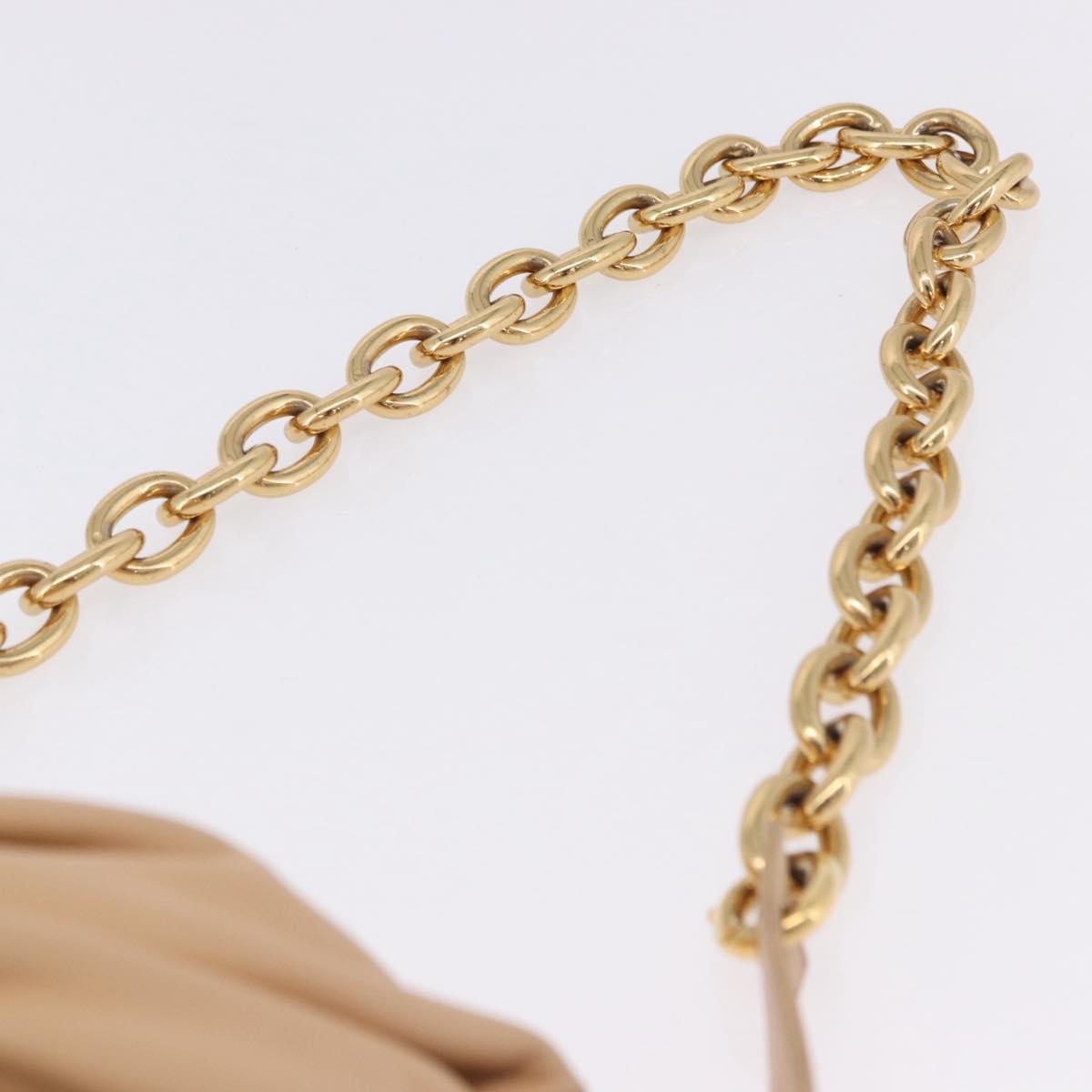 BOTTEGA VENETA INTRECCIATO Chain Shoulder Bag Leather Beige Gold Auth ka5978V