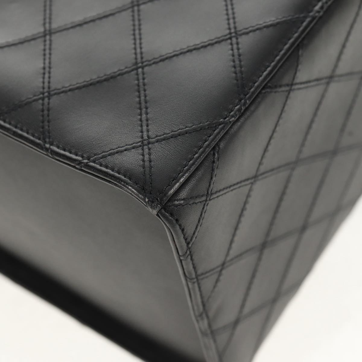 CHANEL Bicolore Vanity Hand Bag Lamb Skin Black Gold CC Auth ka597V