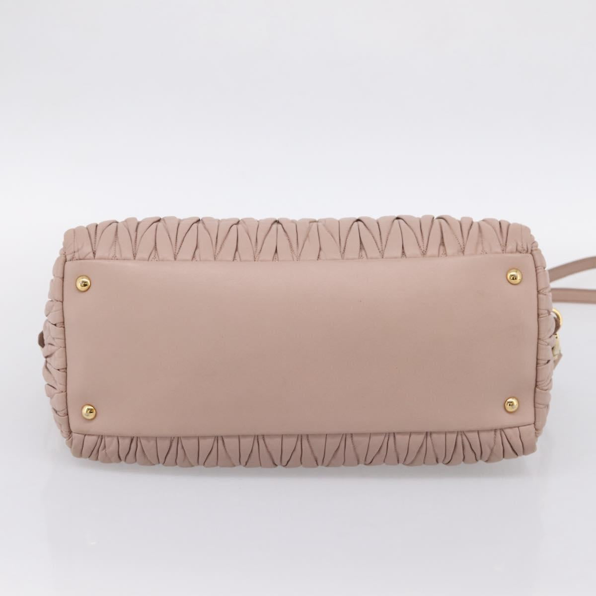 Miu Miu Matelasse Hand Bag Leather 2way Pink Gold Auth ka5983A