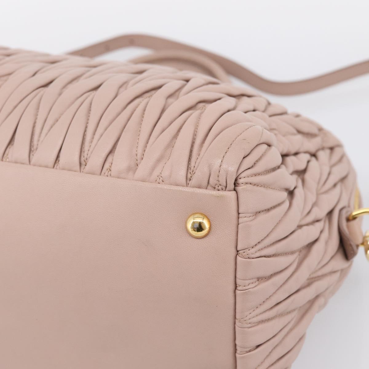Miu Miu Matelasse Hand Bag Leather 2way Pink Gold Auth ka5983A