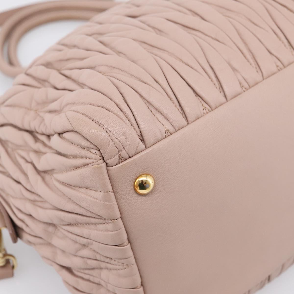 Miu Miu Matelasse Hand Bag Leather 2way Pink Gold Auth ka5983A
