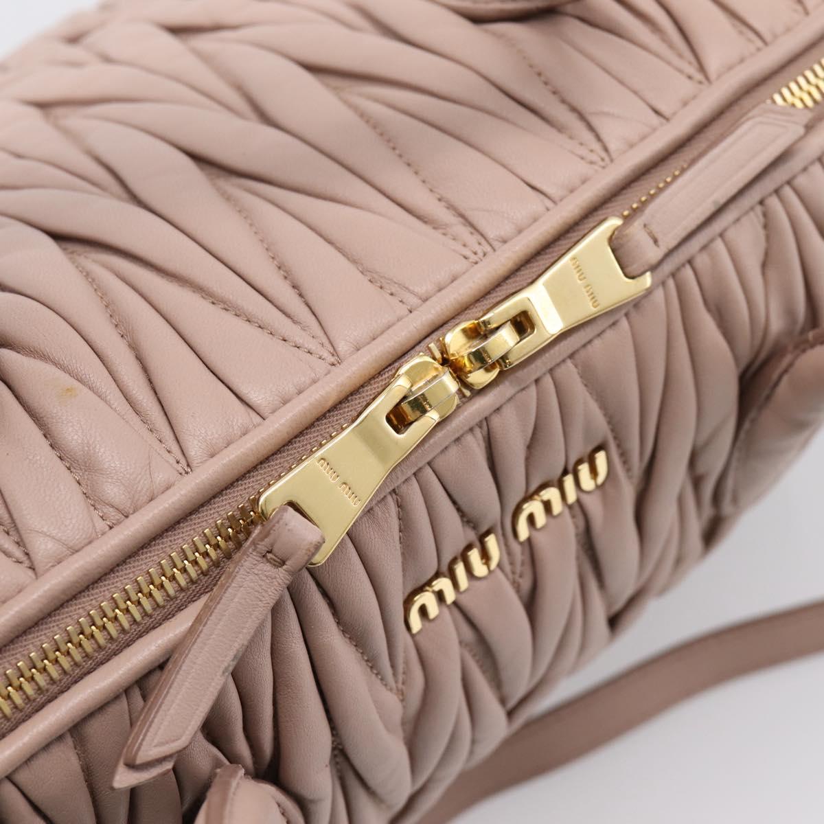Miu Miu Matelasse Hand Bag Leather 2way Pink Gold Auth ka5983A