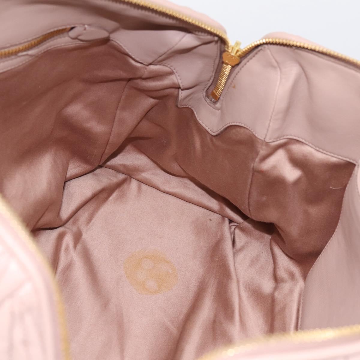 Miu Miu Matelasse Hand Bag Leather 2way Pink Gold Auth ka5983A