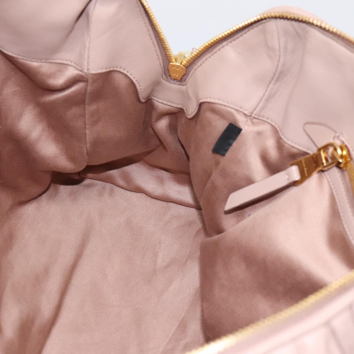 Miu Miu Matelasse Hand Bag Leather 2way Pink Gold Auth ka5983A