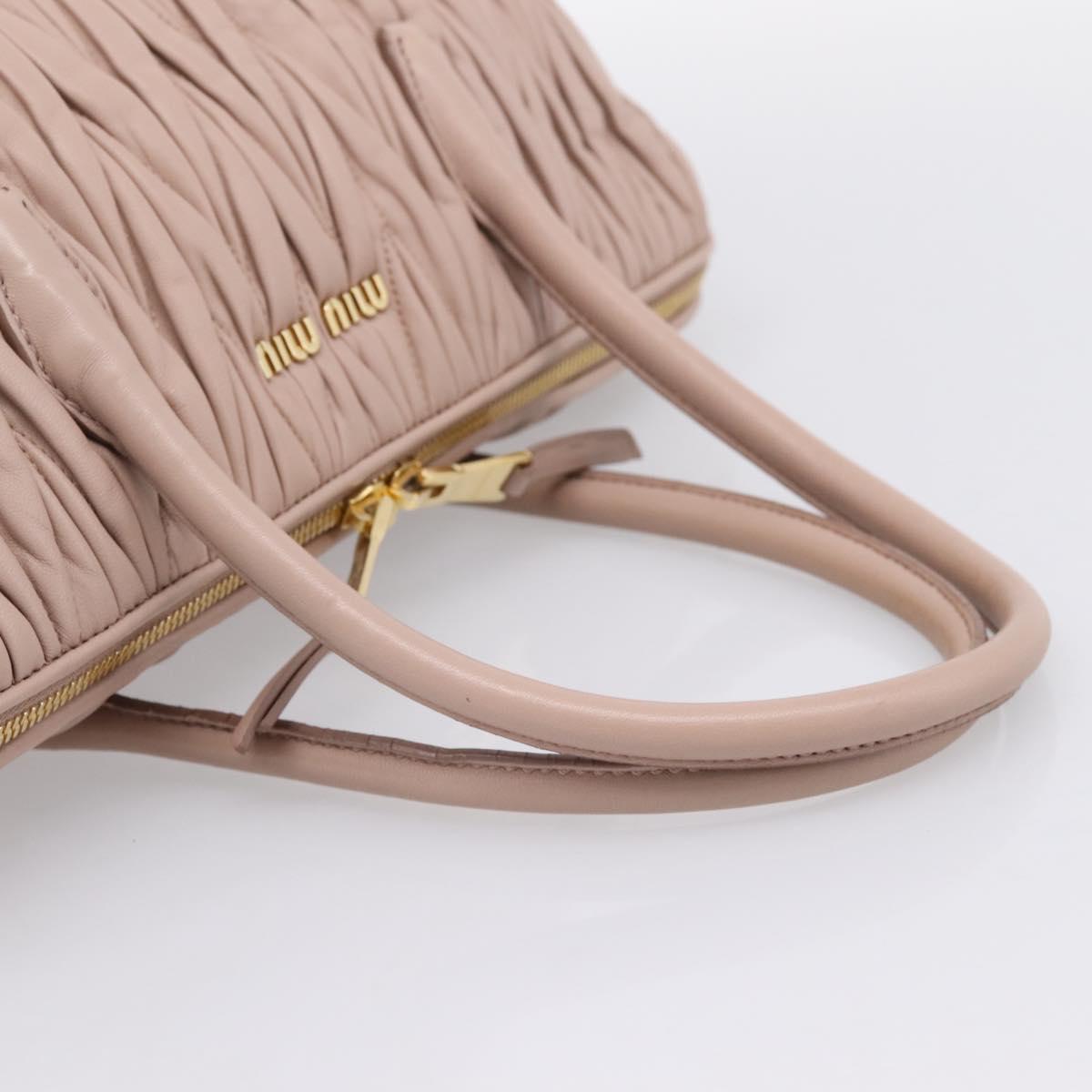Miu Miu Matelasse Hand Bag Leather 2way Pink Gold Auth ka5983A