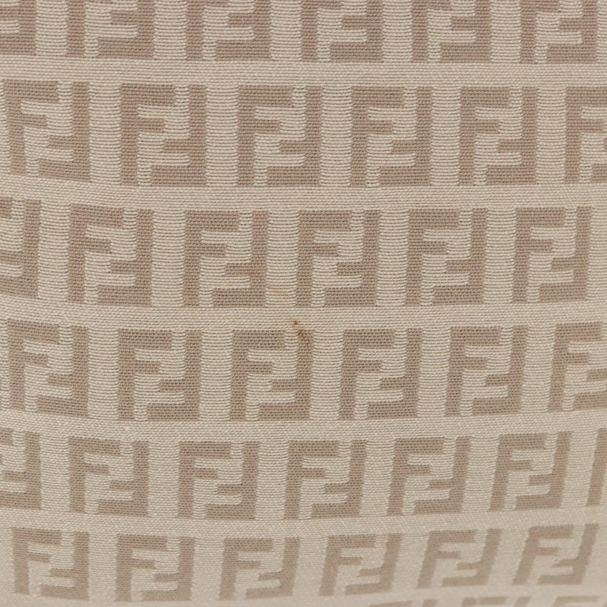 FENDI Zucchino Canvas Hand Pouch Beige Silver Auth ka5985A
