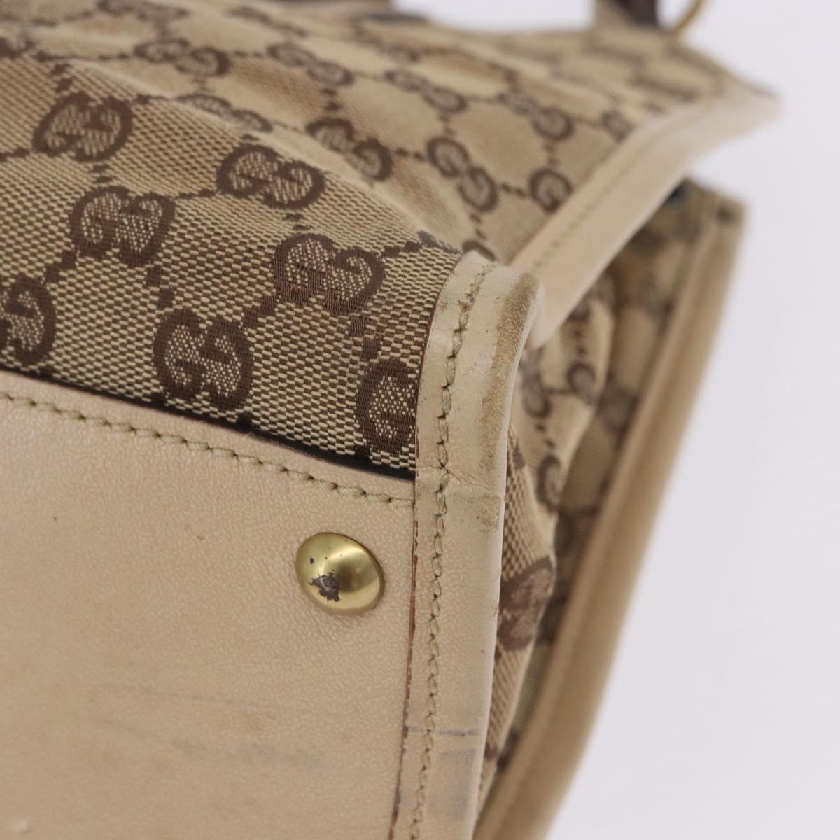 GUCCI GG Canvas Shoulder Bag Beige Gold 110292 Auth ka5987