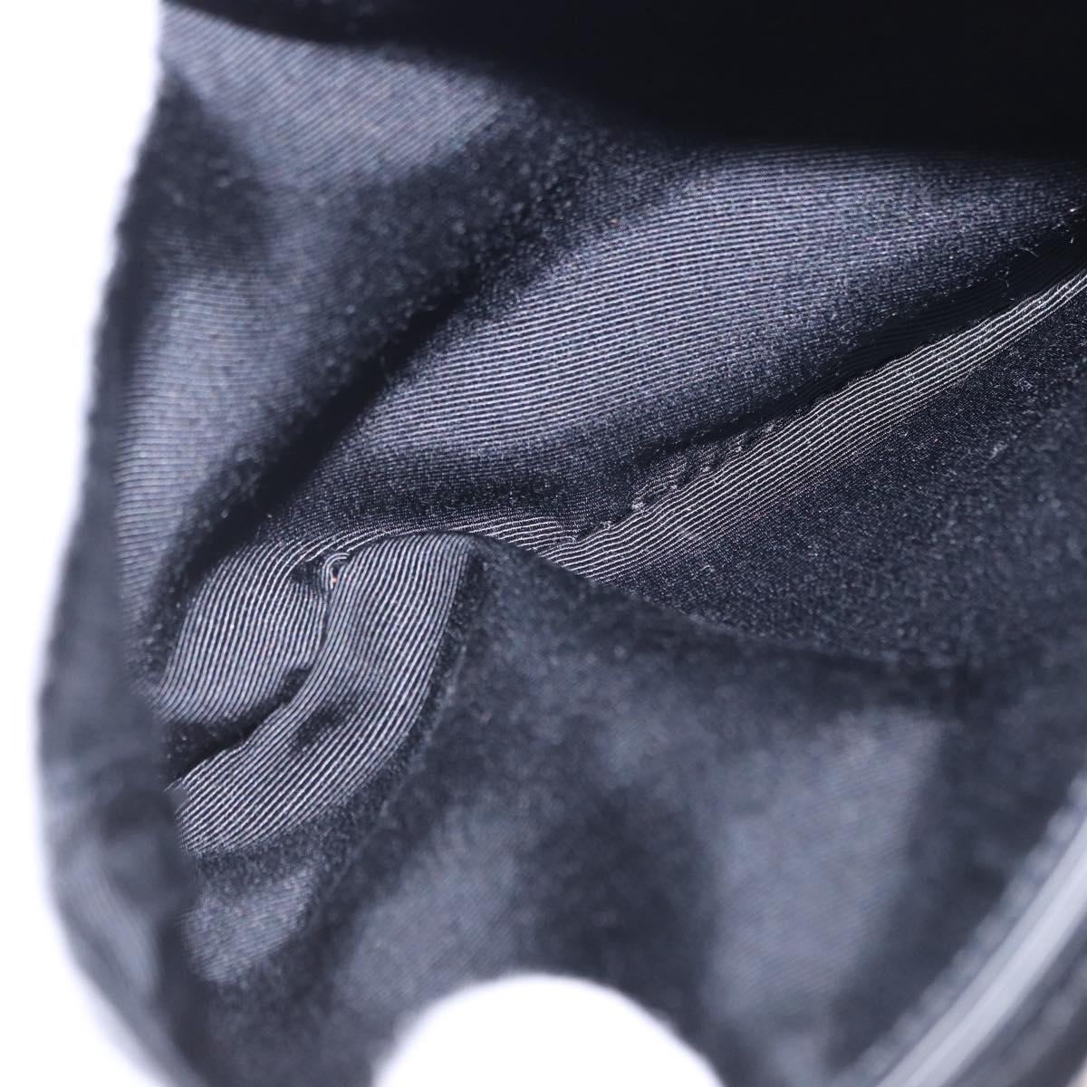 BURBERRY Chain Shoulder Bag Leather Black Gold Auth ka5988V