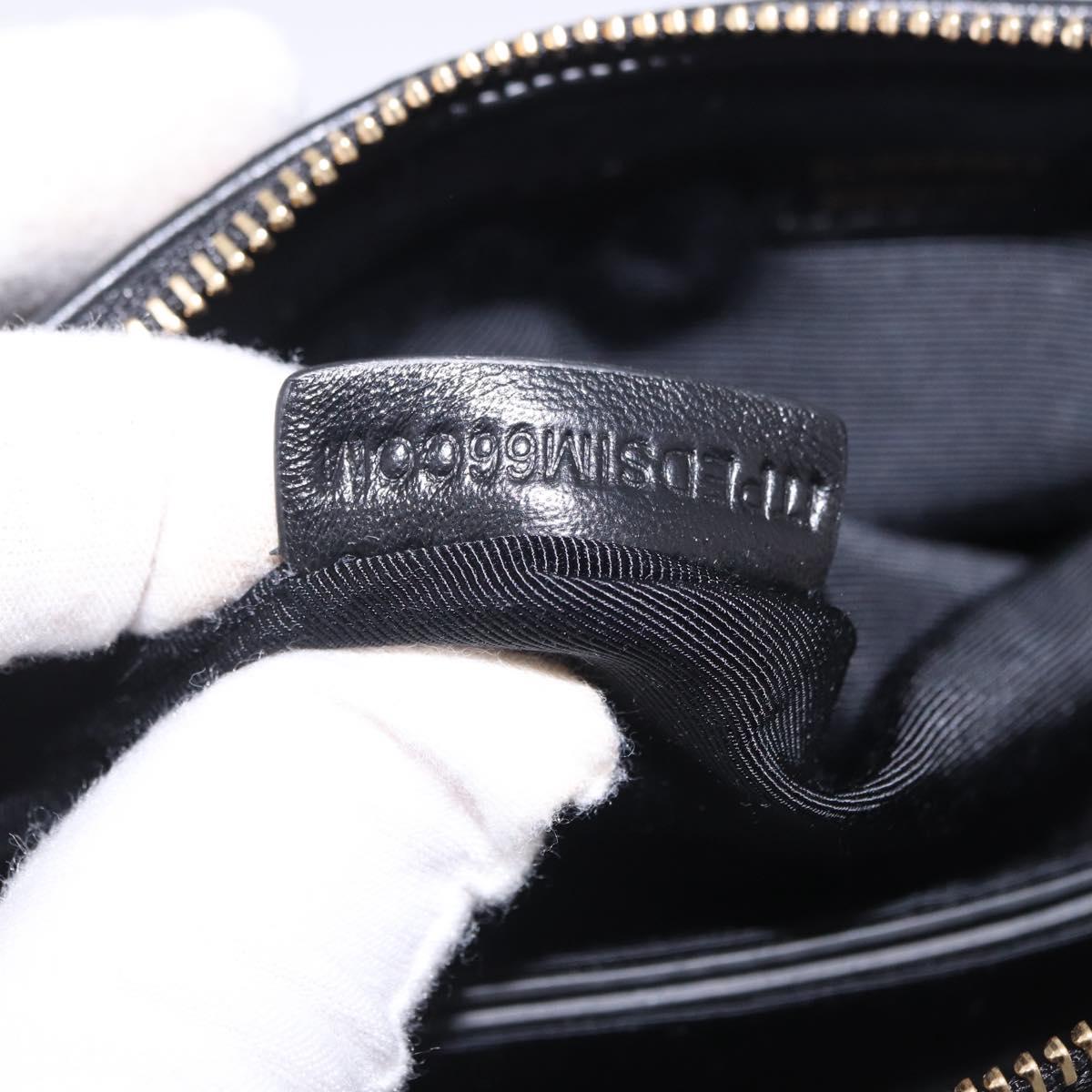 BURBERRY Chain Shoulder Bag Leather Black Gold Auth ka5988V