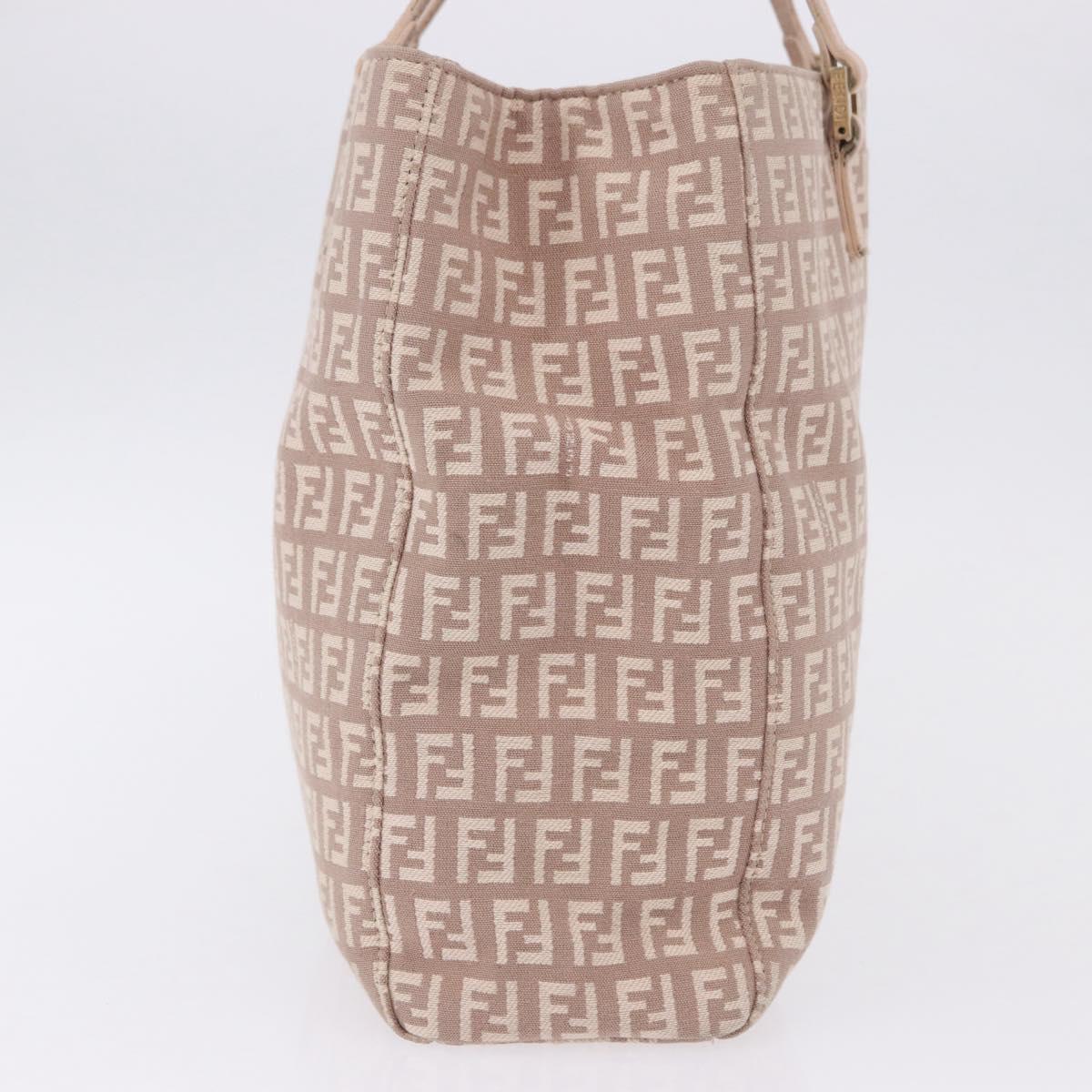 FENDI Zucchino Canvas Tote Bag Beige Gold Auth ka5989A