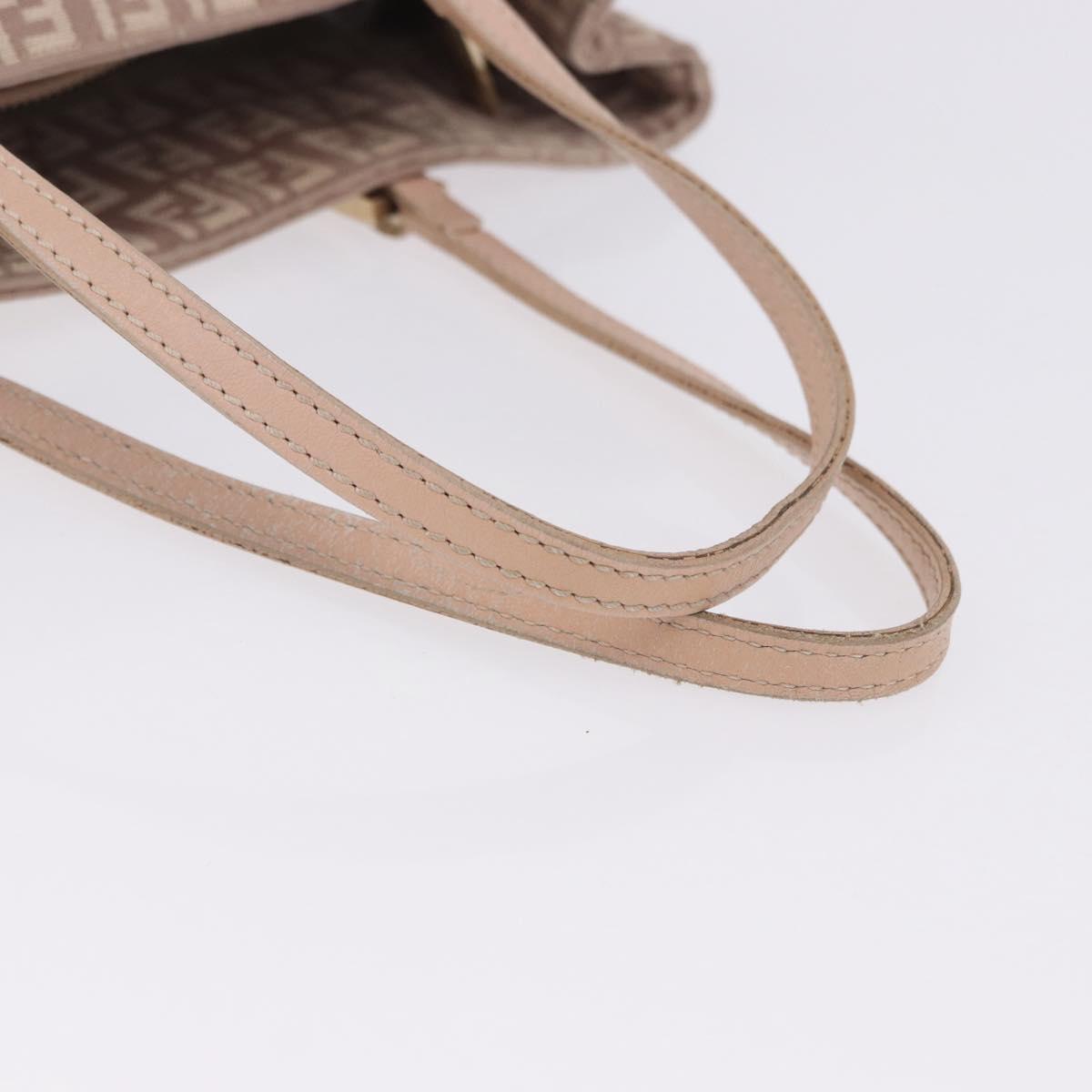 FENDI Zucchino Canvas Tote Bag Beige Gold Auth ka5989A