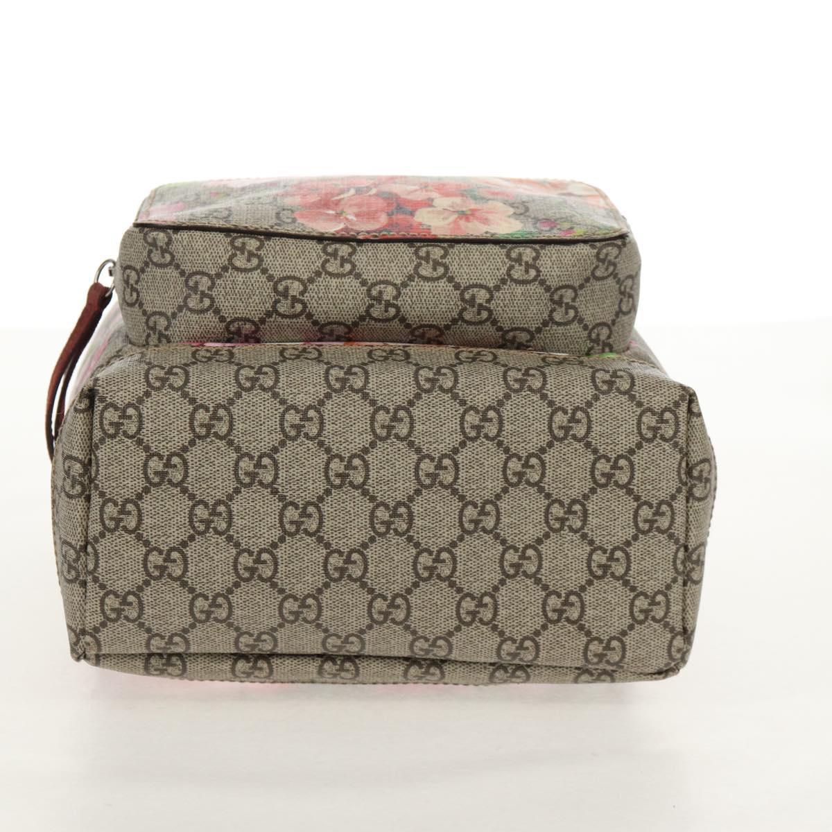 GUCCI GG Blooms GG Supreme Backpack PVC Beige Silver 410544 Auth ka598M