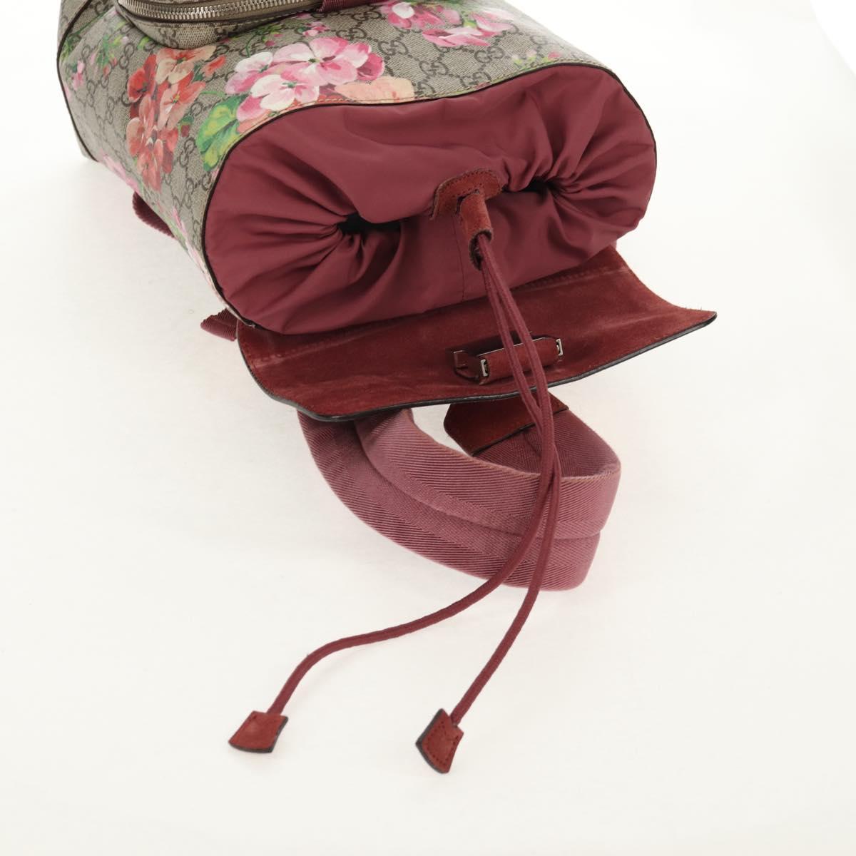 GUCCI GG Blooms GG Supreme Backpack PVC Beige Silver 410544 Auth ka598M