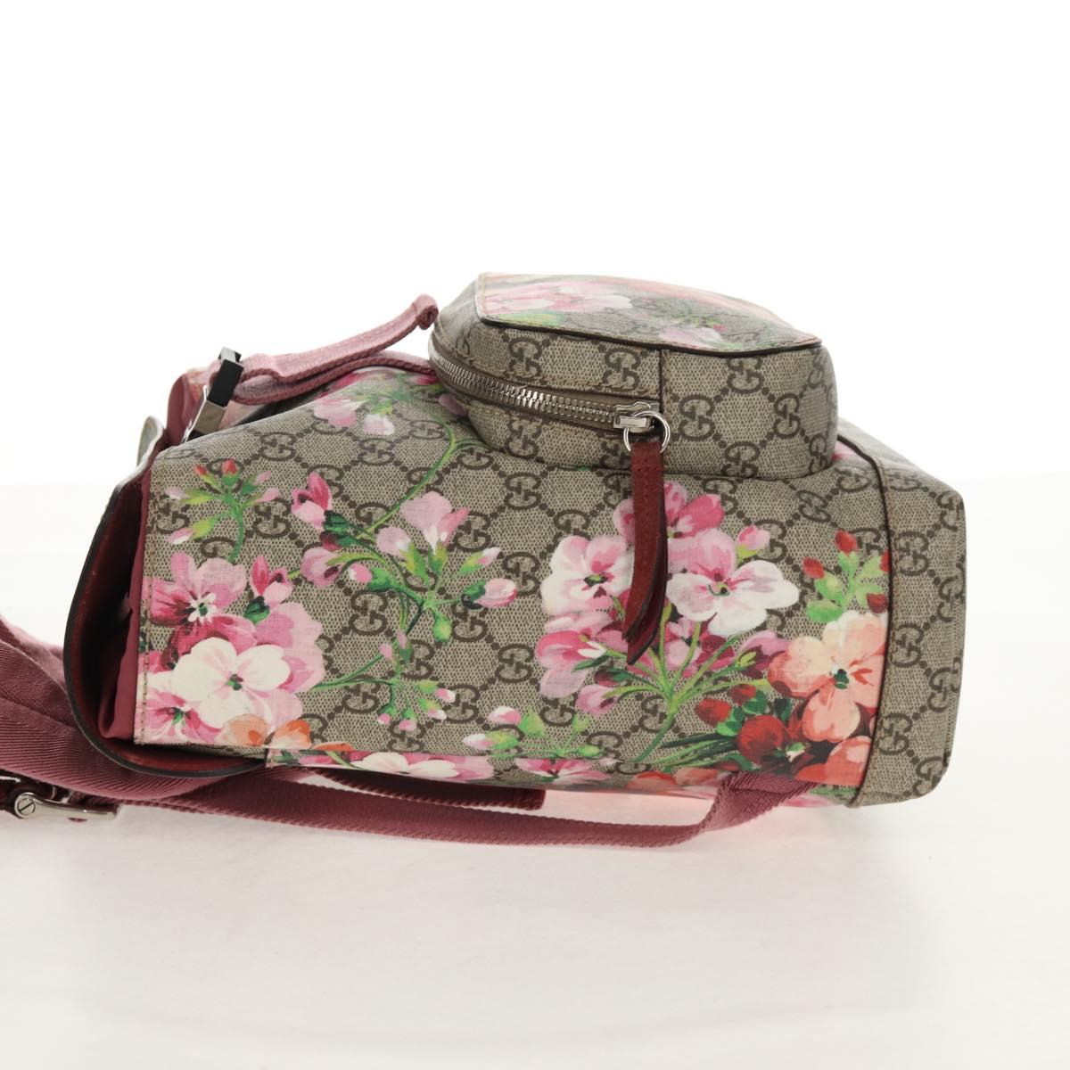 GUCCI GG Blooms GG Supreme Backpack PVC Beige Silver 410544 Auth ka598M