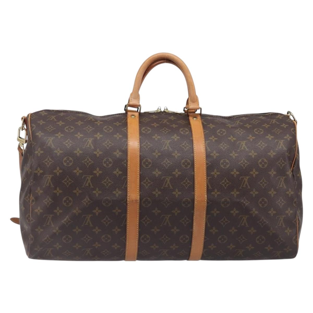LOUIS VUITTON Monogram Keepall Bandouliere 55 Boston Bag M41414 LV Auth ka5990A