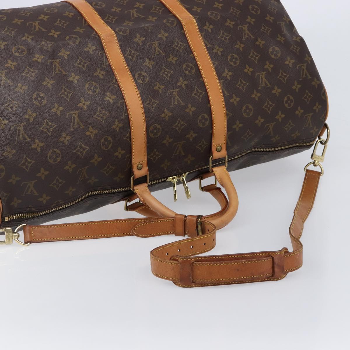 LOUIS VUITTON Monogram Keepall Bandouliere 55 Boston Bag M41414 LV Auth ka5990A