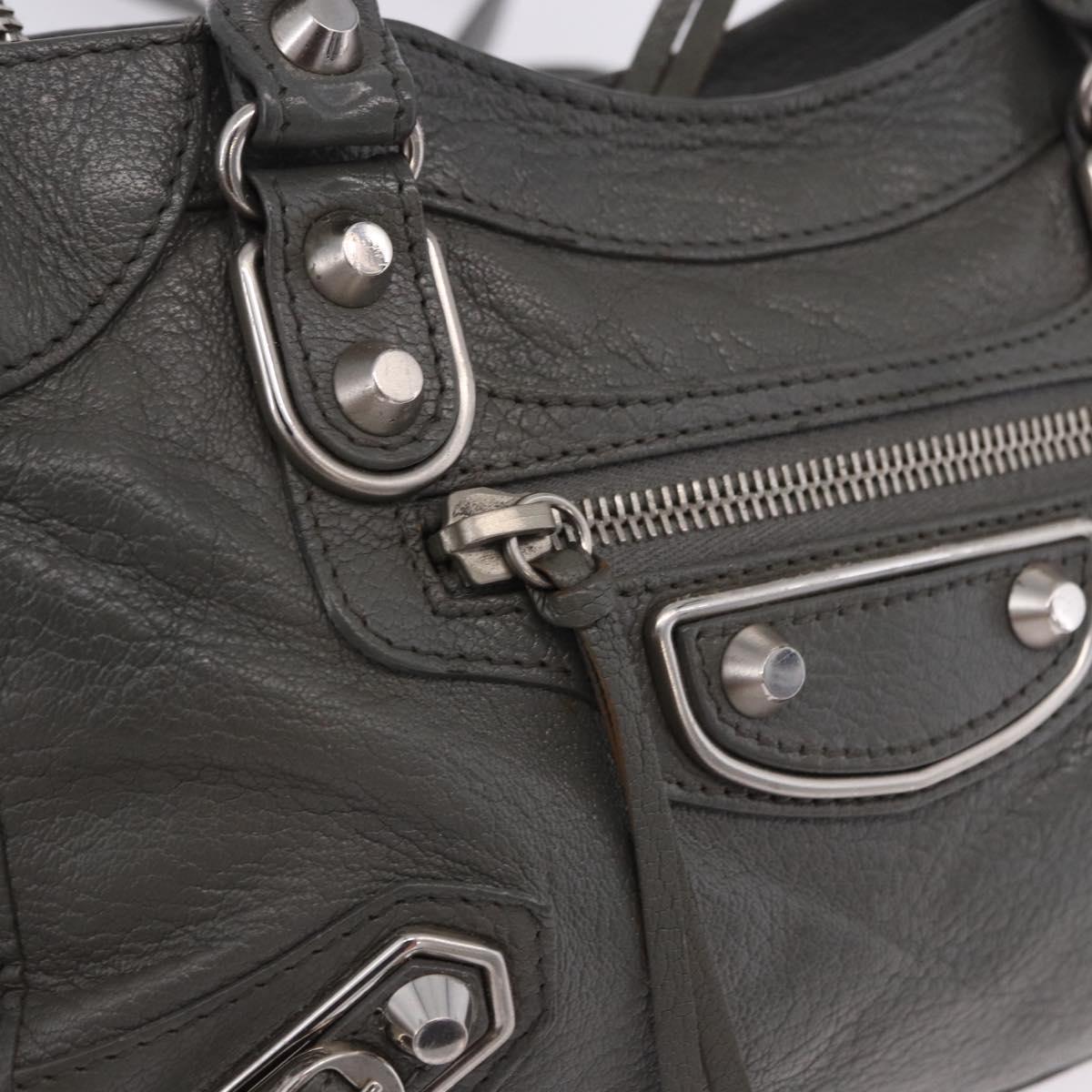 BALENCIAGA Classic Metal Edge City Bag Leather 2way Gray 390160 Auth ka5998SAM