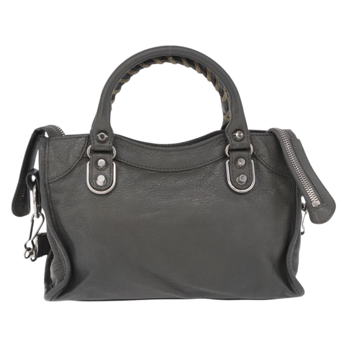 BALENCIAGA Classic Metal Edge City Bag Leather 2way Gray 390160 Auth ka5998SAM