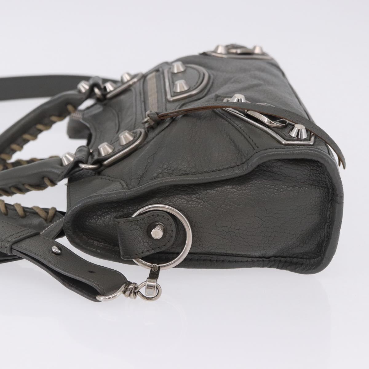 BALENCIAGA Classic Metal Edge City Bag Leather 2way Gray 390160 Auth ka5998SAM