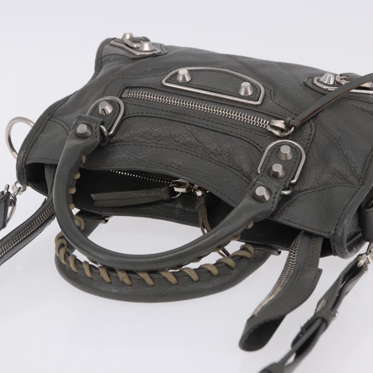 BALENCIAGA Classic Metal Edge City Bag Leather 2way Gray 390160 Auth ka5998SAM