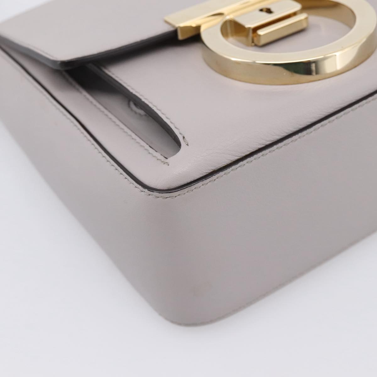 Salvatore Ferragamo Gancini Shoulder Bag Leather Gray Gold Auth ka6000V