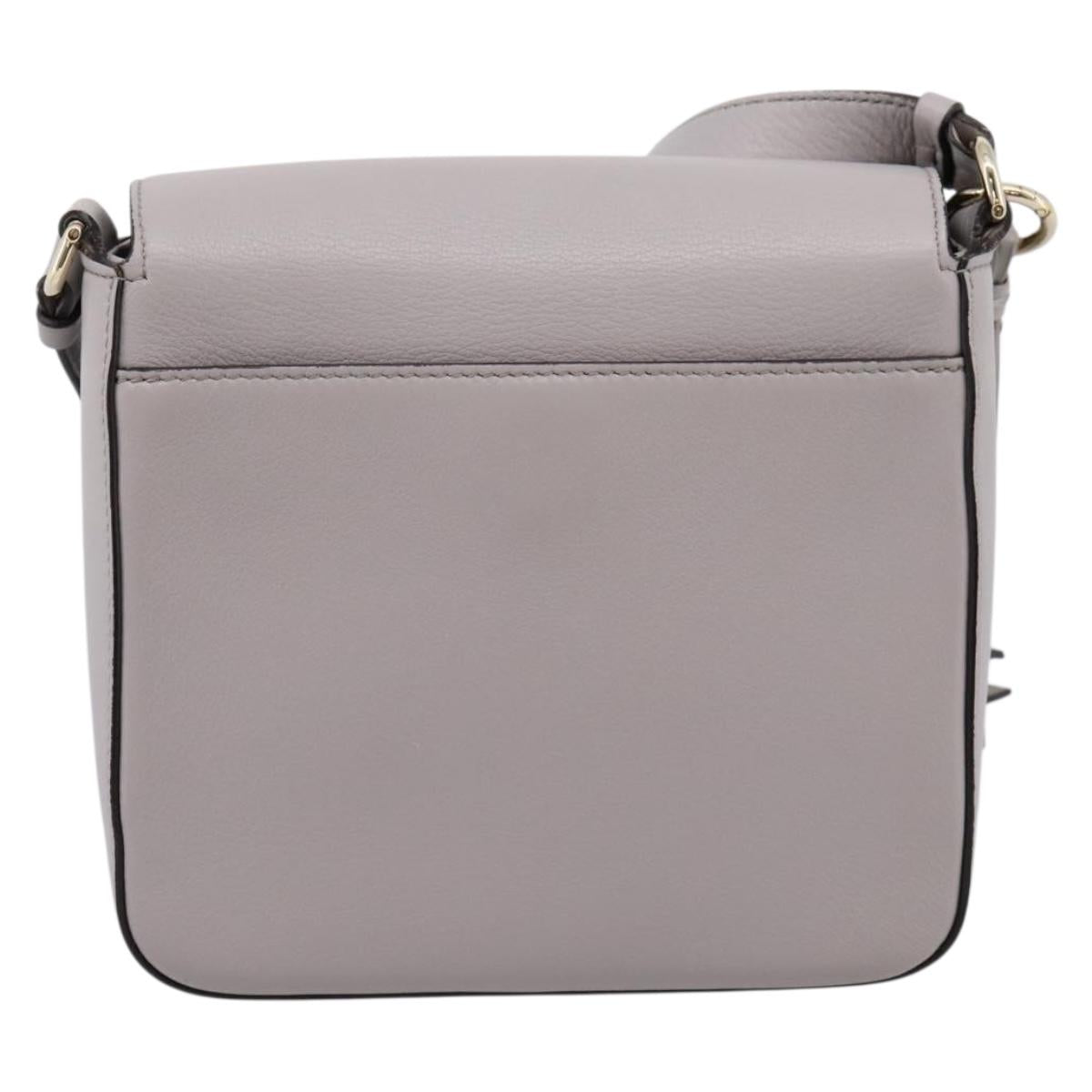 Salvatore Ferragamo Gancini Shoulder Bag Leather Gray Gold Auth ka6000V