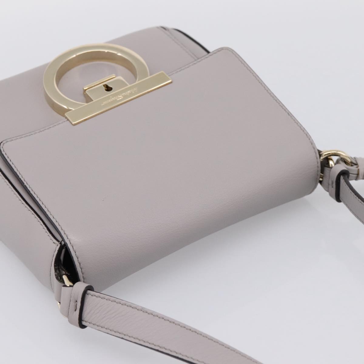 Salvatore Ferragamo Gancini Shoulder Bag Leather Gray Gold Auth ka6000V