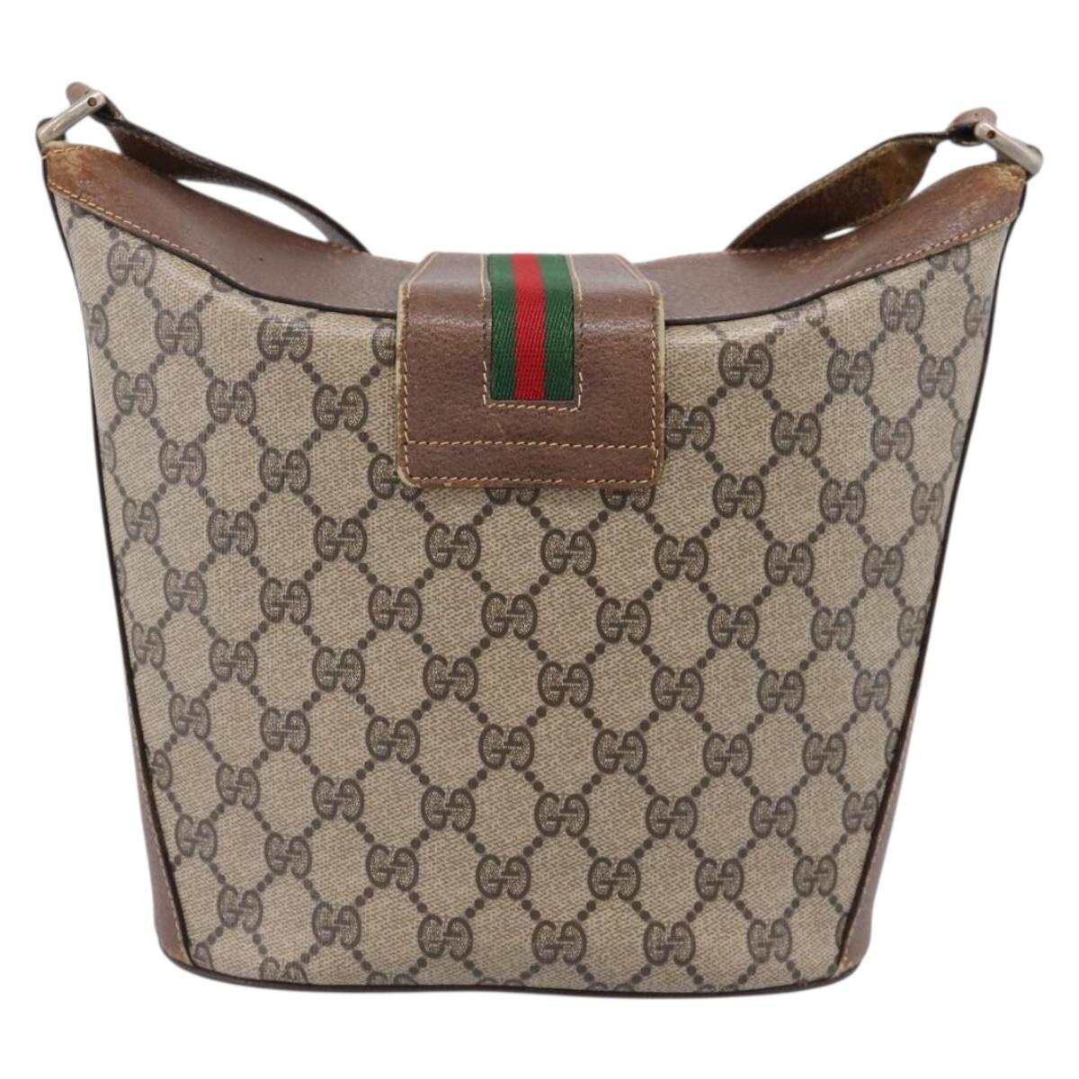 GUCCI GG Supreme Web Sherry Line Shoulder Bag PVC Beige 89 02 081 Auth ka6001