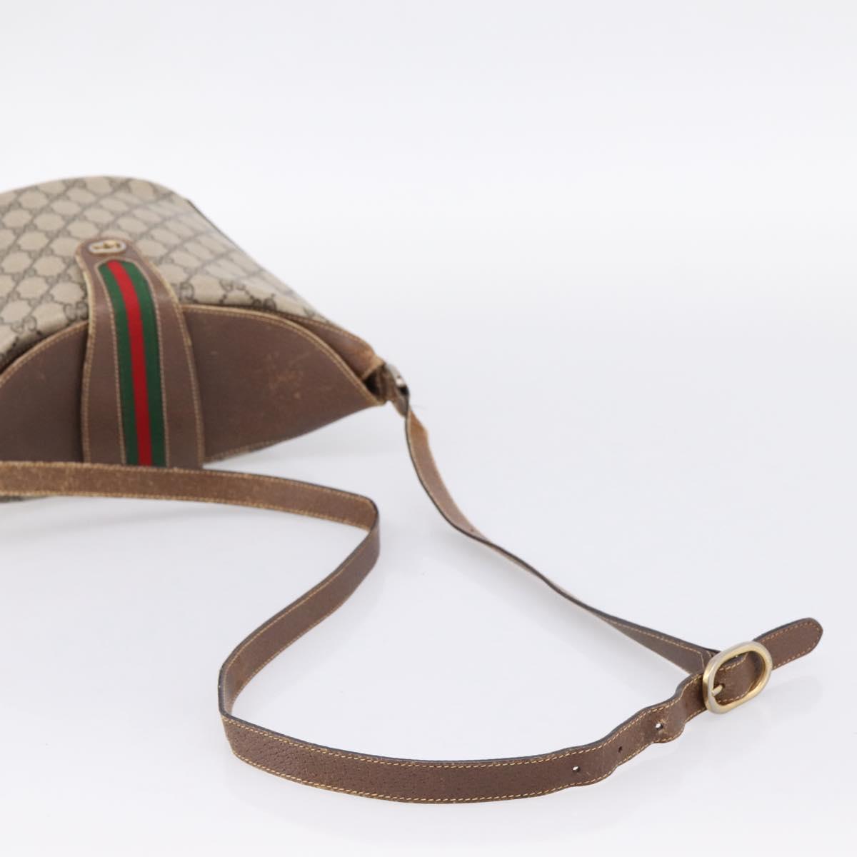 GUCCI GG Supreme Web Sherry Line Shoulder Bag PVC Beige 89 02 081 Auth ka6001