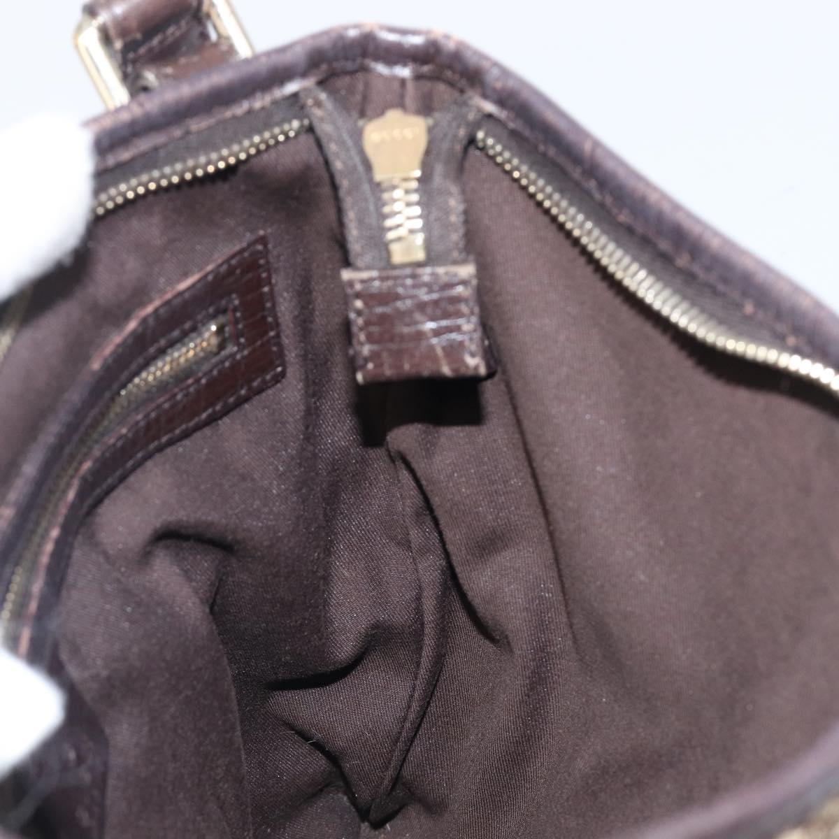 GUCCI GG Canvas Web Sherry Line Shoulder Bag Beige Gold 144388 Auth ka6002