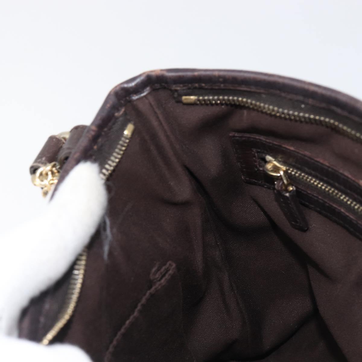 GUCCI GG Canvas Web Sherry Line Shoulder Bag Beige Gold 144388 Auth ka6002