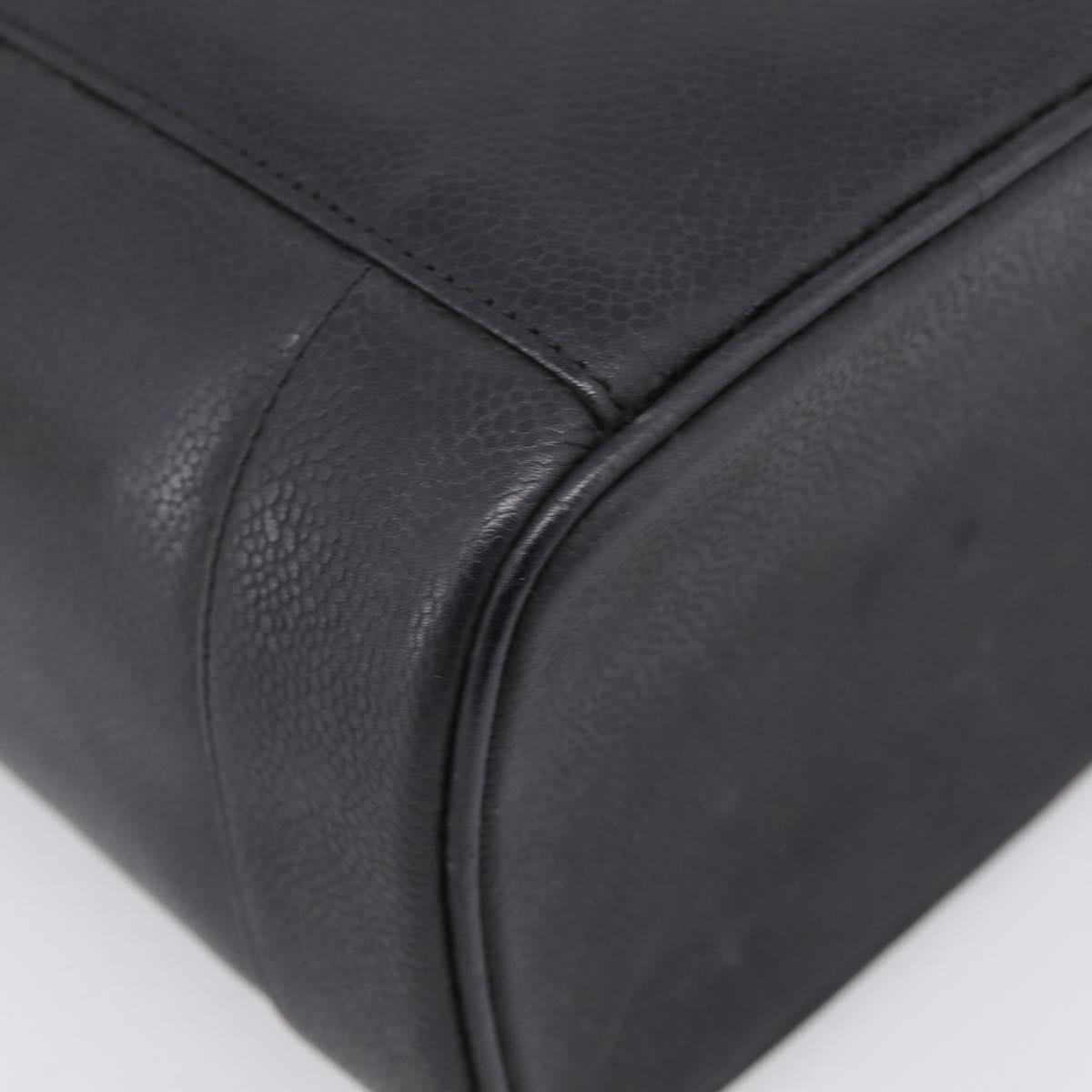 CHANEL COCO Mark Vanity Hand Bag Caviar Skin Black Gold CC Auth ka6003